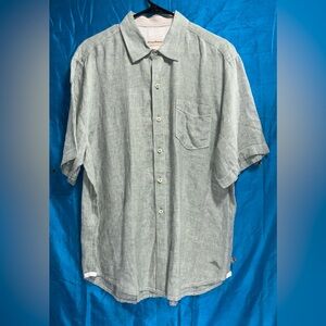 Tommy Bahama Light Sage Short-Sleeve Linen Button-Down Shirt Mens L